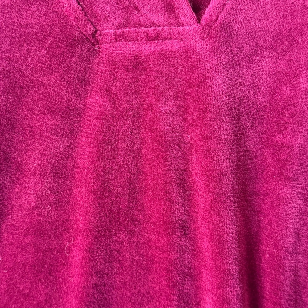 Talbots Velour Blouse Top M Burgundy Wine V-Neck Long Sleeve Velvet Holiday Soft - Picture 6 of 9